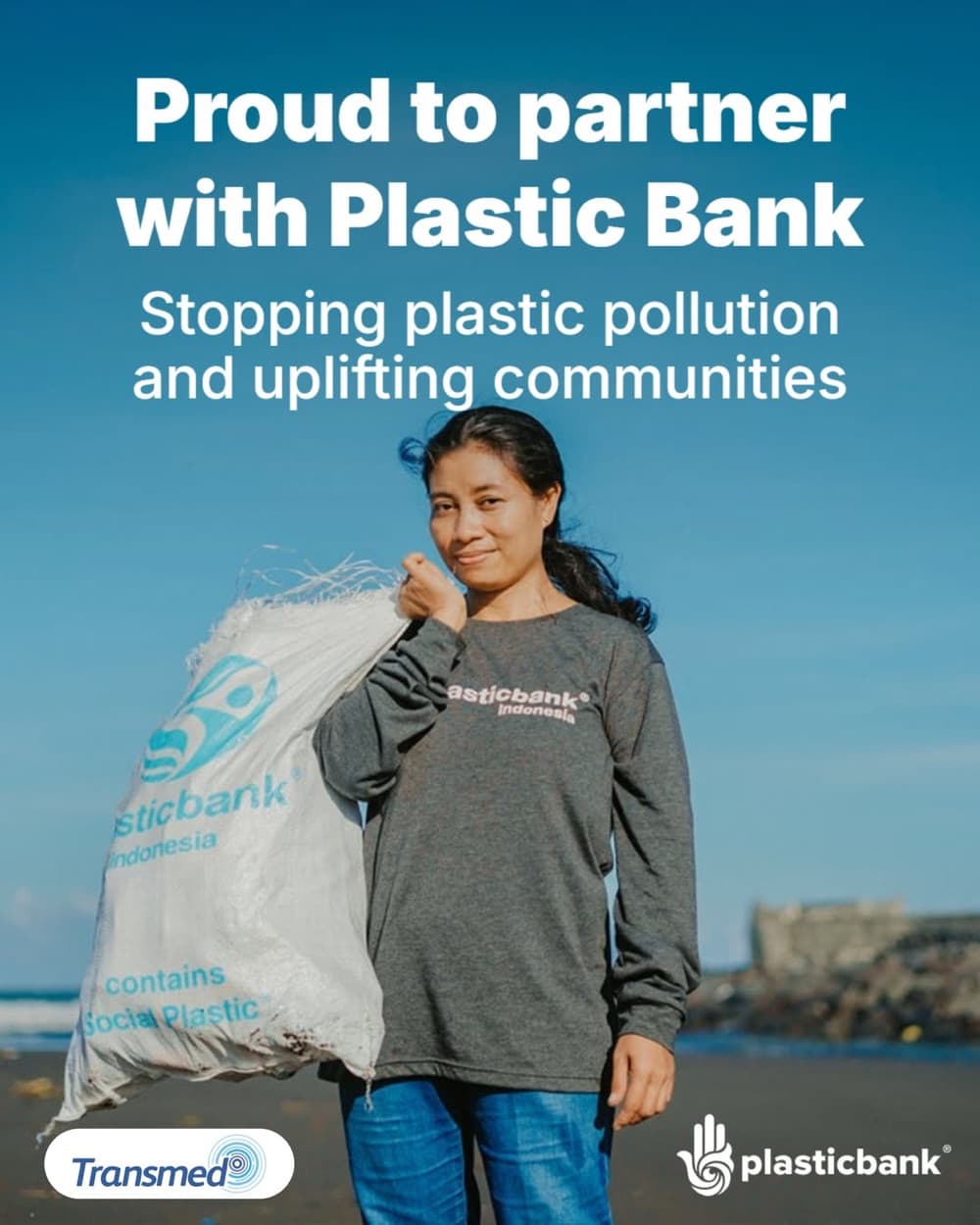 Transmed's Instagram post: proud to partner with Plastic Bank