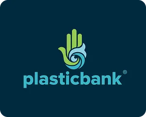 Plastic Bank logo on a blue background